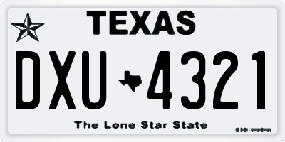 TX license plate DXU4321