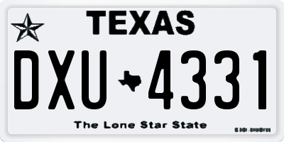 TX license plate DXU4331