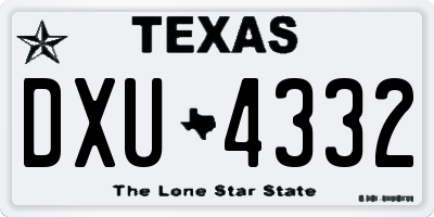 TX license plate DXU4332