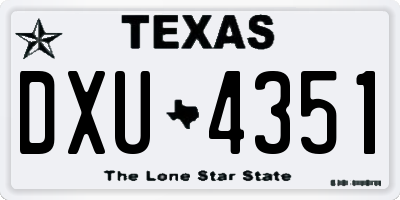 TX license plate DXU4351