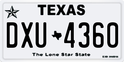 TX license plate DXU4360