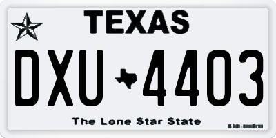 TX license plate DXU4403
