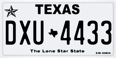 TX license plate DXU4433