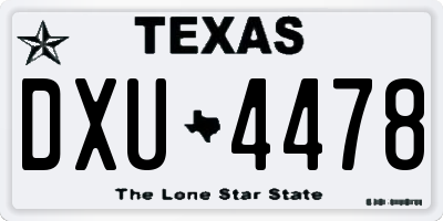 TX license plate DXU4478