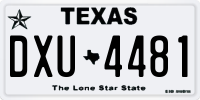 TX license plate DXU4481