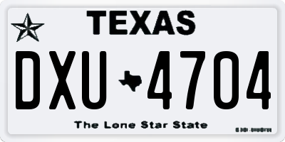 TX license plate DXU4704