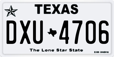TX license plate DXU4706