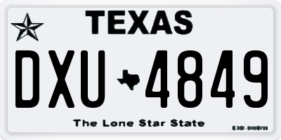 TX license plate DXU4849