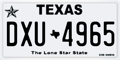 TX license plate DXU4965