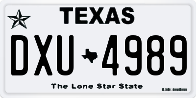 TX license plate DXU4989