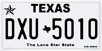 TX license plate DXU5010