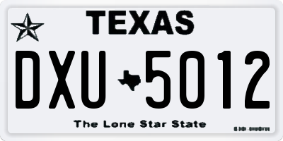 TX license plate DXU5012