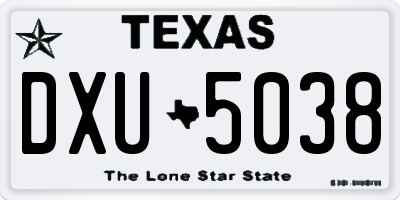 TX license plate DXU5038