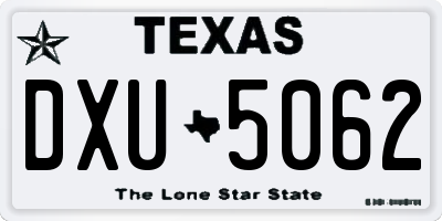 TX license plate DXU5062