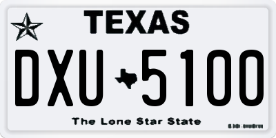 TX license plate DXU5100