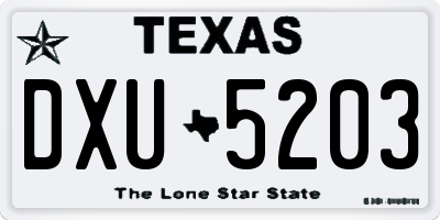 TX license plate DXU5203