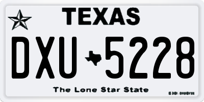 TX license plate DXU5228