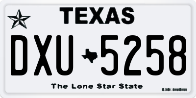 TX license plate DXU5258
