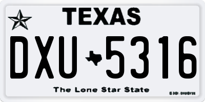 TX license plate DXU5316
