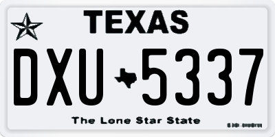 TX license plate DXU5337