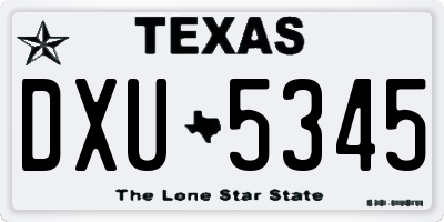 TX license plate DXU5345