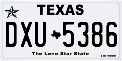 TX license plate DXU5386