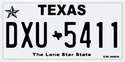 TX license plate DXU5411