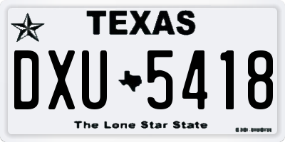 TX license plate DXU5418