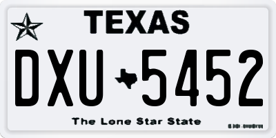 TX license plate DXU5452