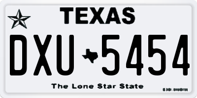 TX license plate DXU5454