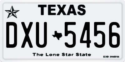 TX license plate DXU5456