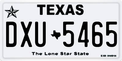 TX license plate DXU5465
