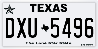 TX license plate DXU5496