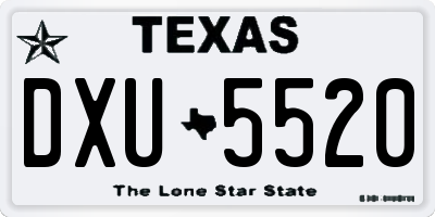 TX license plate DXU5520