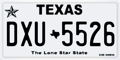 TX license plate DXU5526