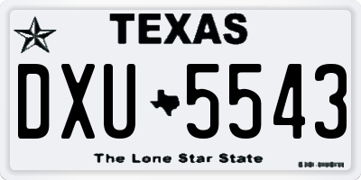 TX license plate DXU5543