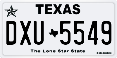 TX license plate DXU5549