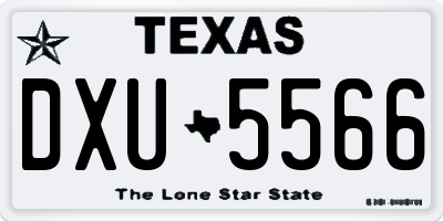 TX license plate DXU5566