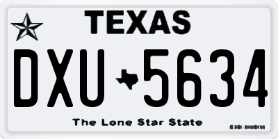 TX license plate DXU5634