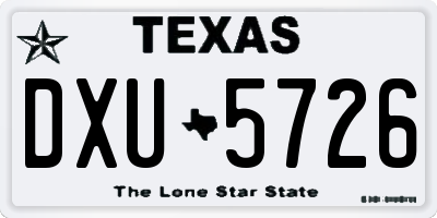 TX license plate DXU5726