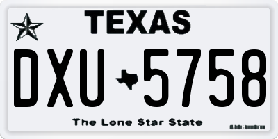 TX license plate DXU5758