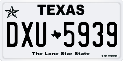 TX license plate DXU5939