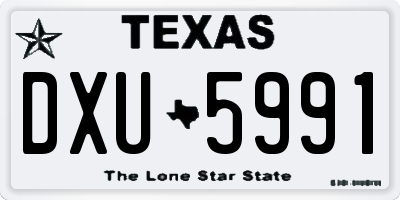 TX license plate DXU5991