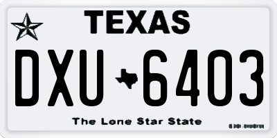 TX license plate DXU6403