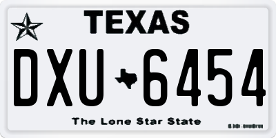 TX license plate DXU6454