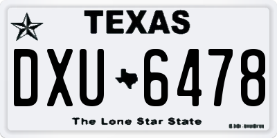 TX license plate DXU6478