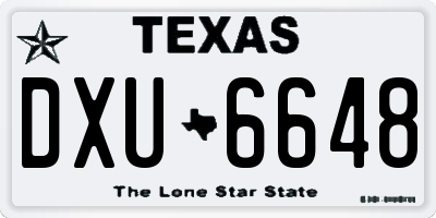 TX license plate DXU6648