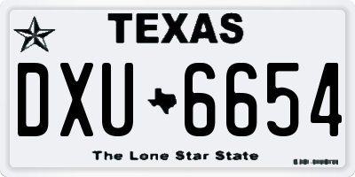 TX license plate DXU6654