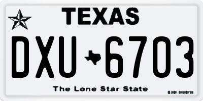 TX license plate DXU6703