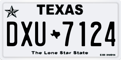 TX license plate DXU7124
